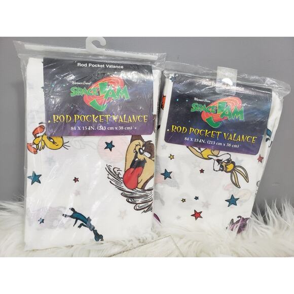 Space Jam Valance 84x15 Rod vintage bedroom Michael Jordan Looney Toons curtain - Picture 2 of 10